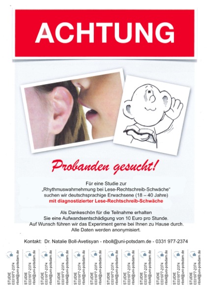 Legasthenie, Flyer, Studie, Universität Potsdam