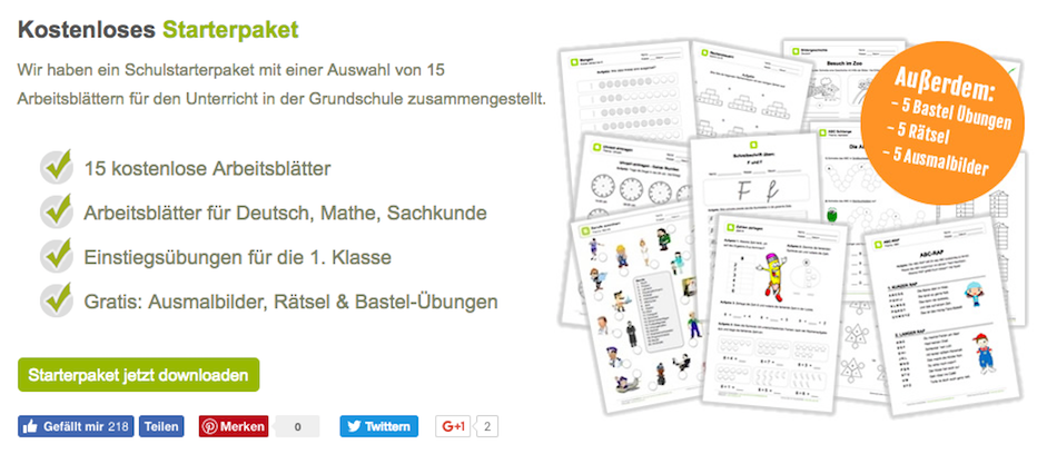 Schulstarterpaket, Grundschule, Arbeitsmaterial, kostenlos, Deutsch, Mathe, Sachkunde